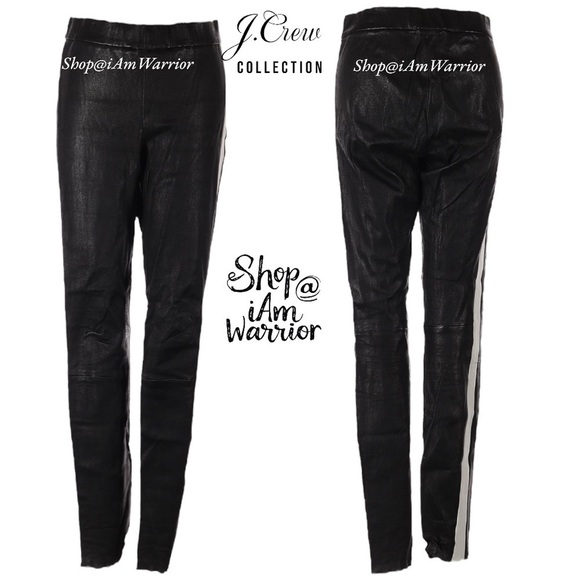 J.Crew Collection genuine leather racing stripe pull on legging *shop@iamwarrior - Picture 4 of 12